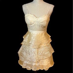 Minuet Ivory Layered Ruffle Mini Dress Sz-S